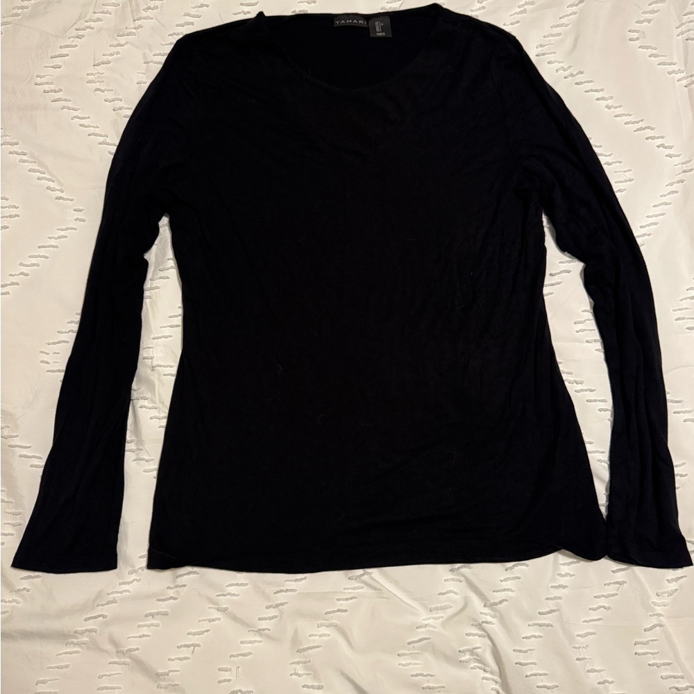 Tahari Classic Black Long Sleeve Top
